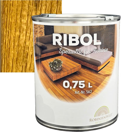 RIBOL Holzschutz-Öl NATUR (farblos) für Harthölzer (z.B. Robinie, Eiche, Teak u.v.m.), Nr. 562, 0,75 Liter (für max. 17qm)
