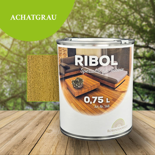 RIBOL Holzschutz-Öl Farbe: "ACHATGRAU" für Harthölzer (z.B. Robinie, Eiche, Teak u.v.m.), Nr. 580-794-075, 0,75 Liter (für max. 17qm)