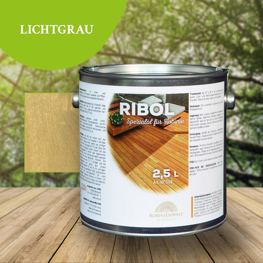 RIBOL Holzschutz-Öl Farbe: "LICHTGRAU" für Harthölzer (z.B. Robinie, Eiche, Teak u.v.m.), Nr. 580-212-250, 2,5 Liter (für max. 55qm)