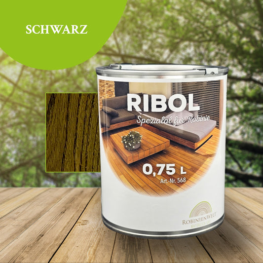 RIBOL Holzschutz-Öl Farbe: "SCHWARZ" für Harthölzer (z.B. Robinie, Eiche, Teak u.v.m.), Nr. 580-101-075, 0,75 Liter (für max. 17qm)