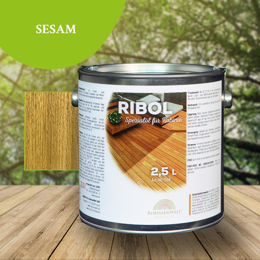 RIBOL Holzschutz-Öl Farbe: "SESAM" für Harthölzer (z.B. Robinie, Eiche, Teak u.v.m.), Nr. 580-1125-250, 2,5 Liter (für max. 55qm)