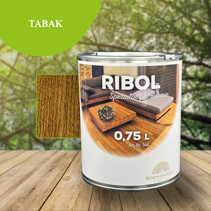 RIBOL Holzschutz-Öl Farbe: "TABAK" für Harthölzer (z.B. Robinie, Eiche, Teak u.v.m.), Nr. 580-069-075, 0,75 Liter (für max. 17qm)