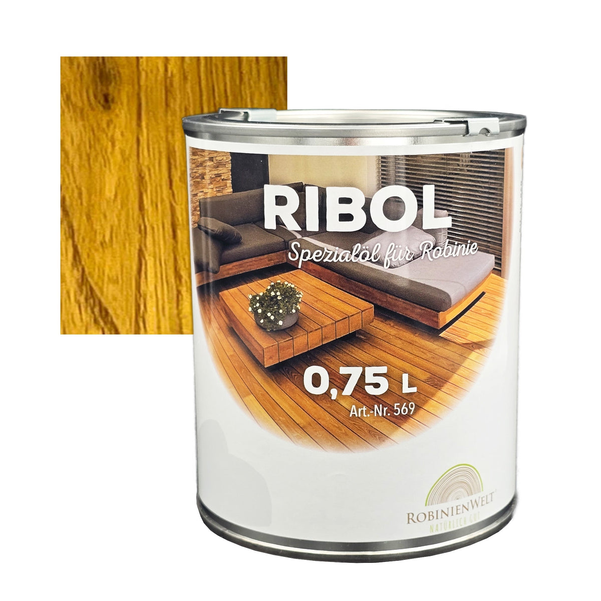 RIBOL Holzschutz-Öl Farbe: "EICHE" für Harthölzer (z.B. Robinie, Eiche, Teak u.v.m.), Nr. 580-072-075, 0,75 Liter (für max. 17qm)