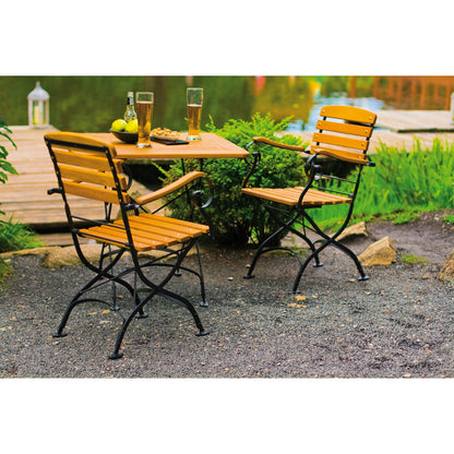 Tisch MAJA 70 x 70 cm aus Metall und Robinienholz (Akazie)