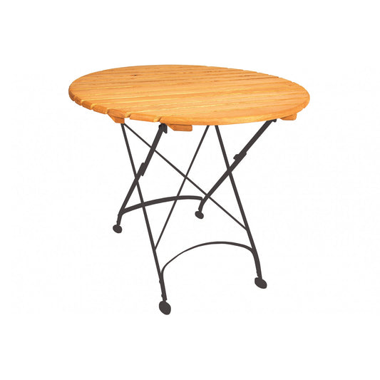 Tisch MAJA 110 cm RUND aus Metall und Robinienholz (Akazie)