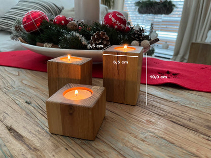 SET 3x Kerzenhalter für Teelicht aus Robinie "S, M, L" Accessoire