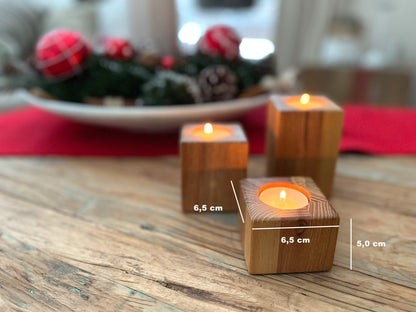 SET 3x Kerzenhalter für Teelicht aus Robinie "S, M, L" Accessoire